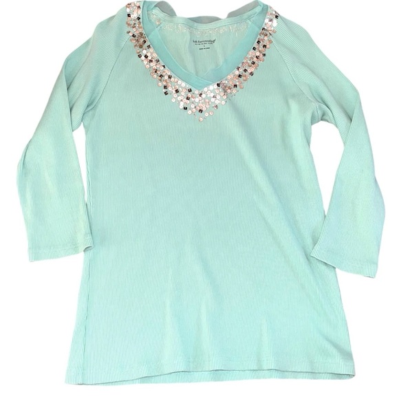 Soft Surroundings V-Neck embellished mermaid core long sleeve tee - Picture 1 of 4